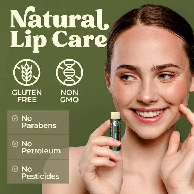 Earth's Daughter USDA Organic Lip Balm Stocking Stuffers 4-Pack Eucalyptus Mint Flavor - Beeswax, Coconut Oil, Vitamin E - Best Lip Repair Chapstick for Dry Cracked Lips.