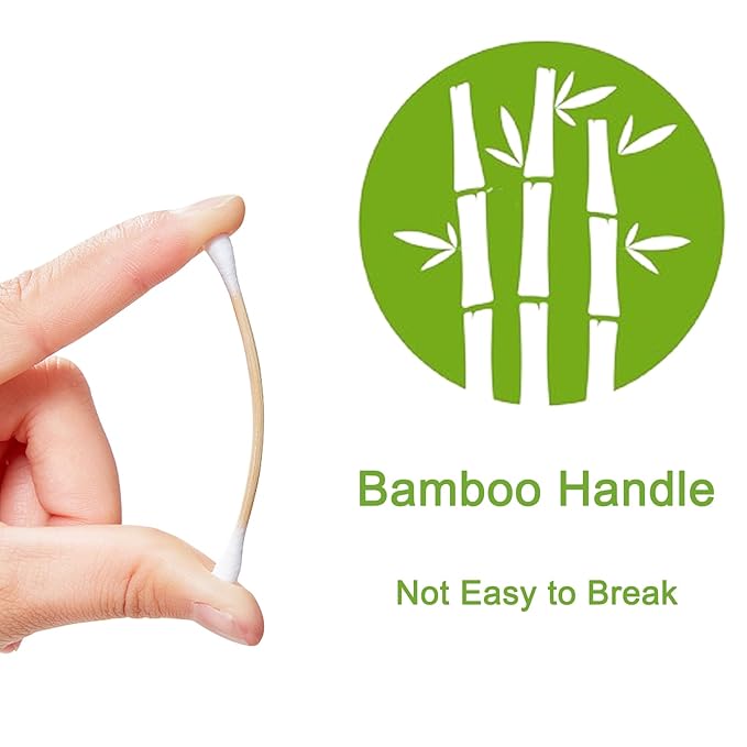 1000 Count Bamboo Cotton Swabs for Hygiene and Beauty Care – Double-Tipped, Biodegradable & Organic Cotton Buds | Eco-Friendly Natural Sticks for Ear Cleaning, Makeup, Pet Care & Ointment Application