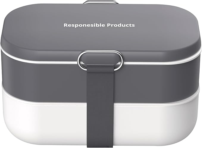 Responsible Products Leak Resistant Bento Box with Tableware for Adult - Teens, Insulated Lunch Box for Women - Men - Girls - Boys, BPA Free, Dishwasher Safe, Microwave Safe, Freezer Safe, 46 oz