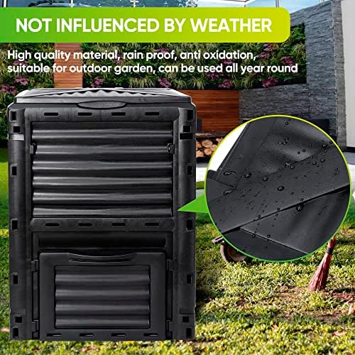 SUPER DEAL 80 Gallon Compost Bin, Outdoor 300 L Garden Composter, Large Capacity BPA Free Material for Fast Creation of Fertile Soil, Easy to Assemble, Black (Black, 80 Gallon) - Image 5