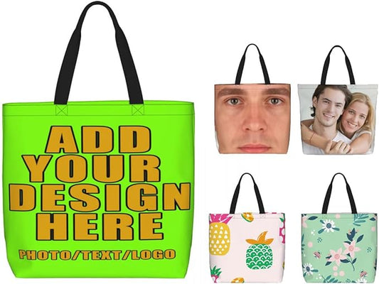 Custom Large Black Tote Bag With Pocket Extra Large Reusable Grocery Bags