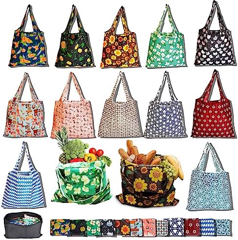 RUIPBOTE12 Pack Reusable Grocery Bag, Foldable Shopping Bag, Large Capacity Gift Tote Bag, Storage Bag for Groceries by RUIPBOTE