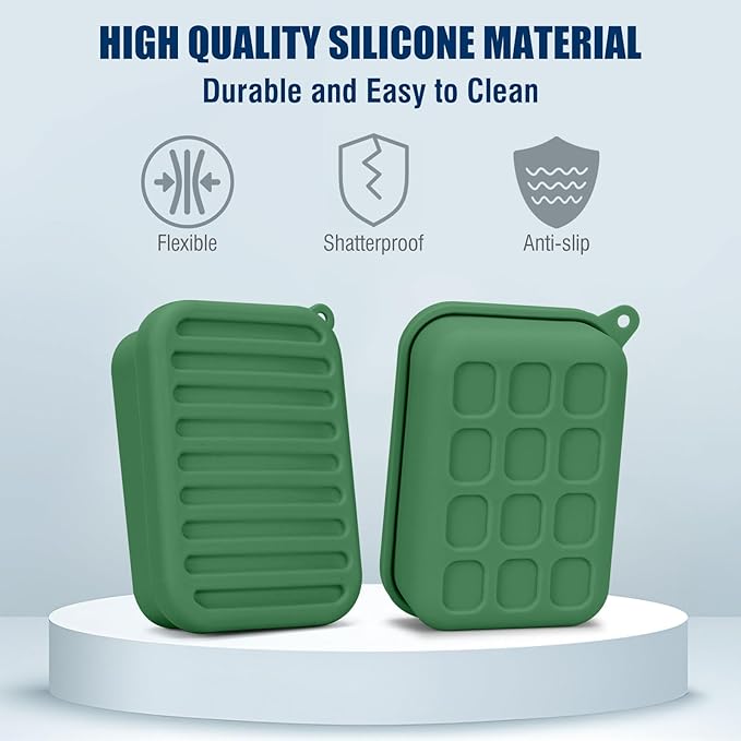 Superior Leak-Proof Silicone Travel Soap Case with Drainage Lid/Layer, Compact Bar Soap Container, Durable Soap Holder for Camping, Gym, and Travel Size Toiletries (Mint-Green)
