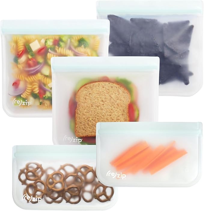 (re) zip 5-Piece Flat Lunch Reusable Food Storage Bags
