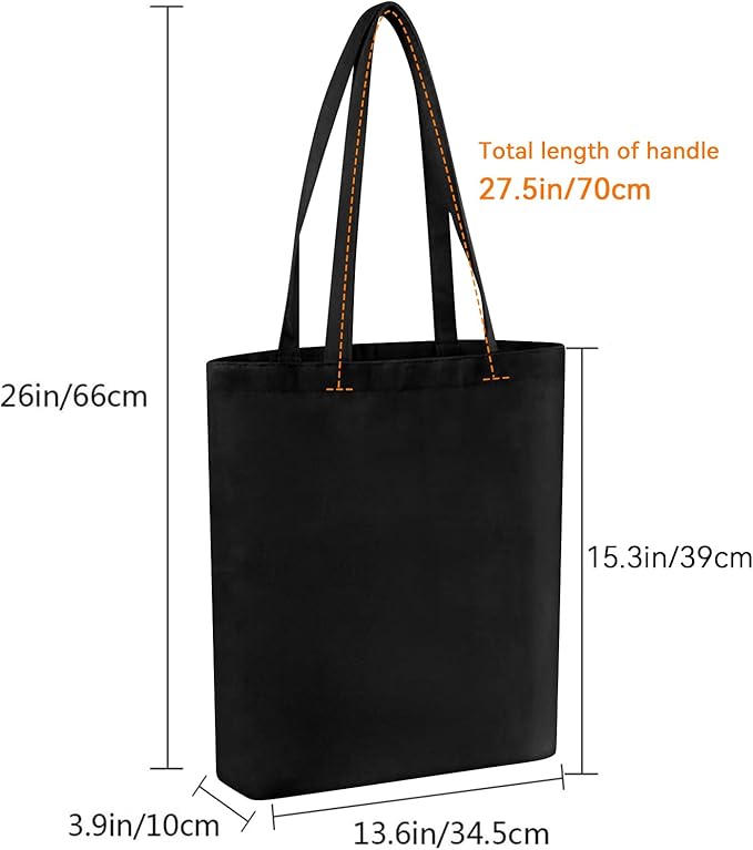 Faylapa 12 Pack Canvas Tote Bags, Heavy Duty Reusable Grocery Shopping Bag 13.6"x 15.3" Blank Cotton Bags for Decorating Christmas Crafts DIY, Painting(Black)