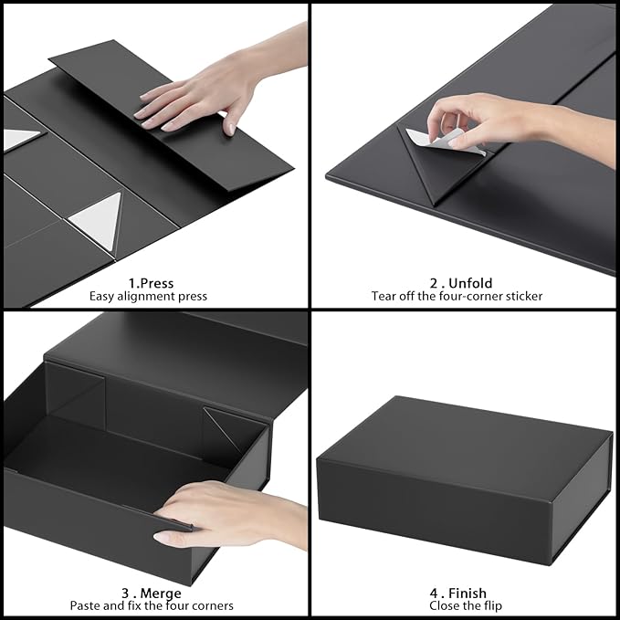 Black Gift Box 11.9" x 8.5" x 3.3" with Magnetic Closure Lid Gifts Boxe for Presents,Bridesmaid Gift Boxes,Cute Box,Birthday Gifts Boxe,Luxury for Gift Packaging, Magnetic Gifts Boxes for Wrapping Gift