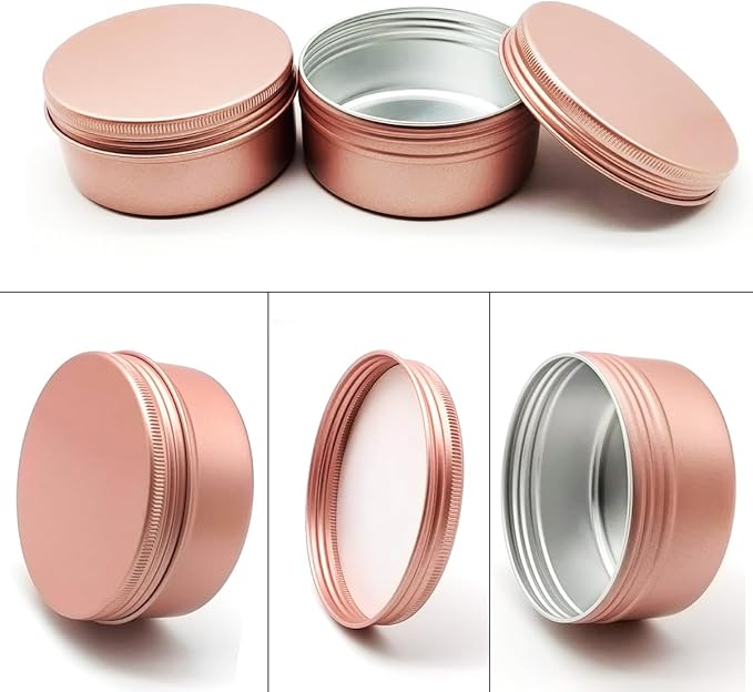 6pcs 150ml Aluminum Tin Jar with Screw Cap Lid, Empty Refillable Makeup Lip Balm Container Round Travel Jar Cosmetic Pots, Metal Cans for Slime Salve Cream Candle Powder Tea Beads, Matte-Pink