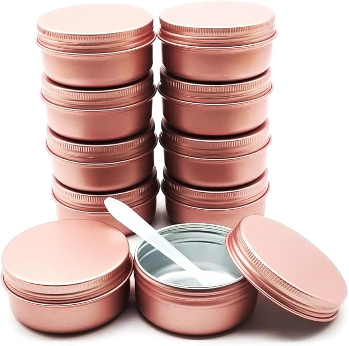 10pack 50ml Aluminum Tin, 50 Gram Travel Size Container Leak Proof Cosmetic Jars, 50g Small Makeup Round Screw Lids Cans for Cosmetic, Salves, Lip Balms, Toner, Cream, Candle, Tea, Wax, Pink