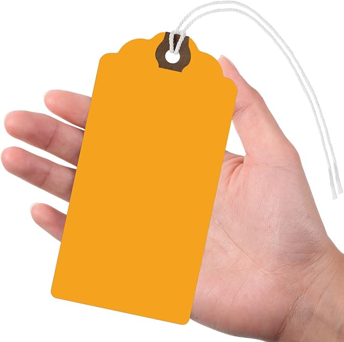 Outus 60 Pcs 4 3/4-in x 2 3/8-in Blank Large Paper Gift Tags with String and Reinforced Eyelet Wire Writable Price Tags Shipping Labels Inventory Labels(Macaron Color)