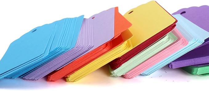 WARMBUY Colorful Gift Tags with Jute Twine, 200Pcs