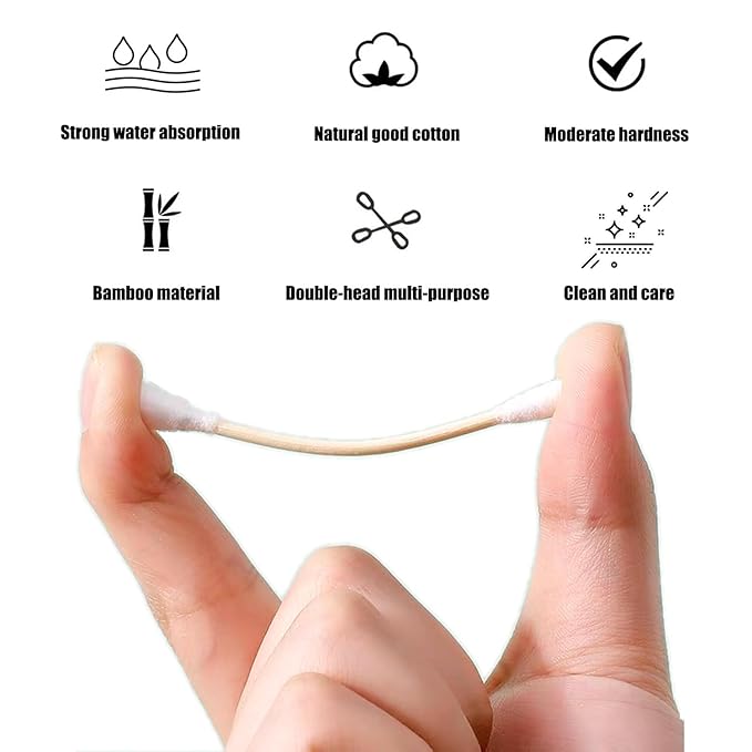 Thick Cotton Swabs,XL Size Natural Bamboo Cotton Buds,Precision & Round Tip 756pcs