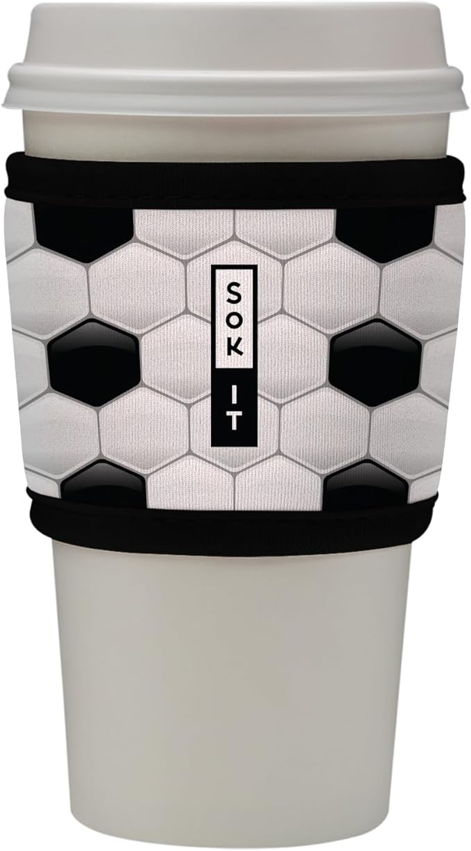 Sok It HotSok Coffee & Tea Reusable Insulated Neoprene Cup Sleeve (Soccer)