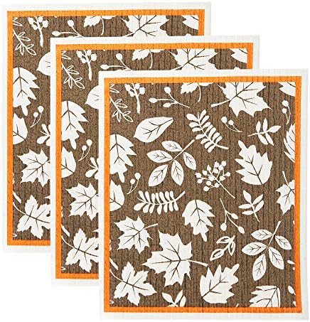 DII Swedish Dishcloths for Kitchen & Cleaning, Reusable, Machine Washable & Dishwasher Safe, Biodegradable, 7.75 x 6.75, It's Fall Y'all, 3 Piece by DII