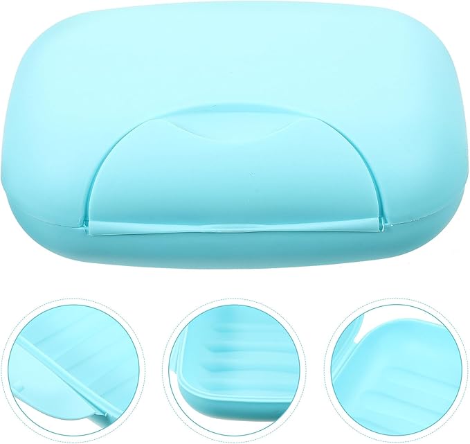 Portable Large Blue Soap Dish Container with Lock Lightweight Travel Soap Holder for Hiking Camping Bathroom Use Leakproof PP Plastic Case