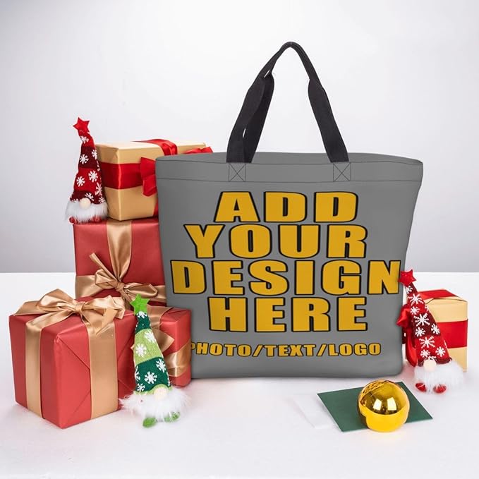 Custom Large Black Tote Bag With Pocket Extra Large Reusable Grocery Bags