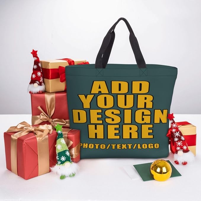 Custom Large Black Tote Bag With Pocket Extra Large Reusable Grocery Bags