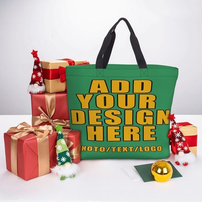 Custom Large Black Tote Bag With Pocket Extra Large Reusable Grocery Bags