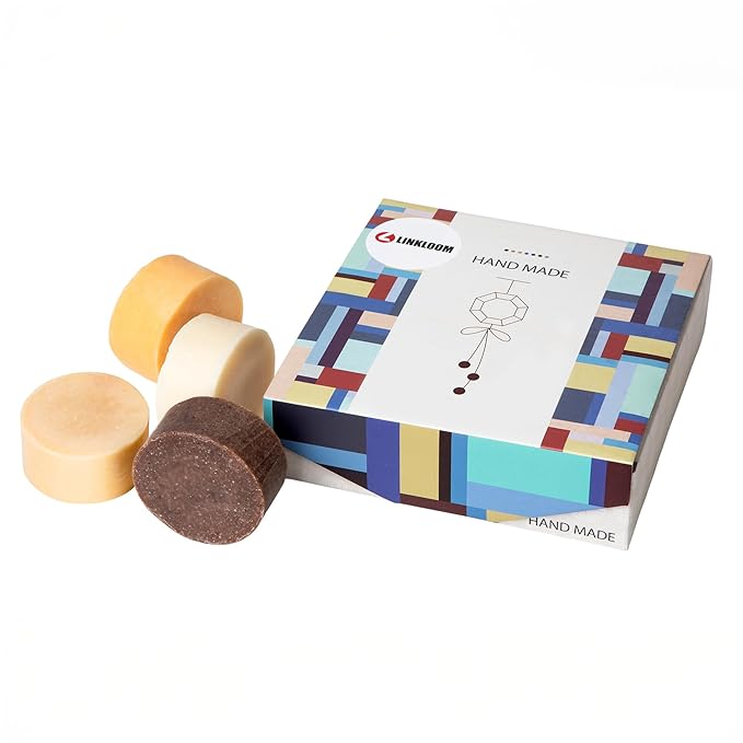 Handmade Solid Dish Soap Gift Set – 4 Vegan Bars in Korean Traditional Design Box