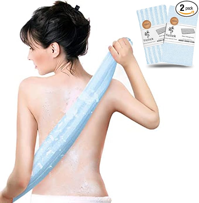 Yiclick 2pcs Back Scrubber for Shower Bath ，Exfoliating Body Scrubber, Body Exfoliator Loofah Luffa Sponge Net Rag Back Washer