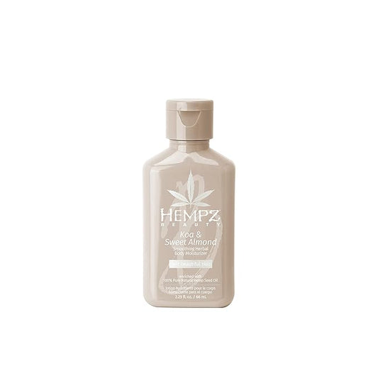 Hempz Smoothing Herbal Body Moisturizer, Koa & Sweet Almond, 2.25 oz - Lightweight Lotion with Hemp Seed Oil & Shea Butter, Vegan for Dry Skin