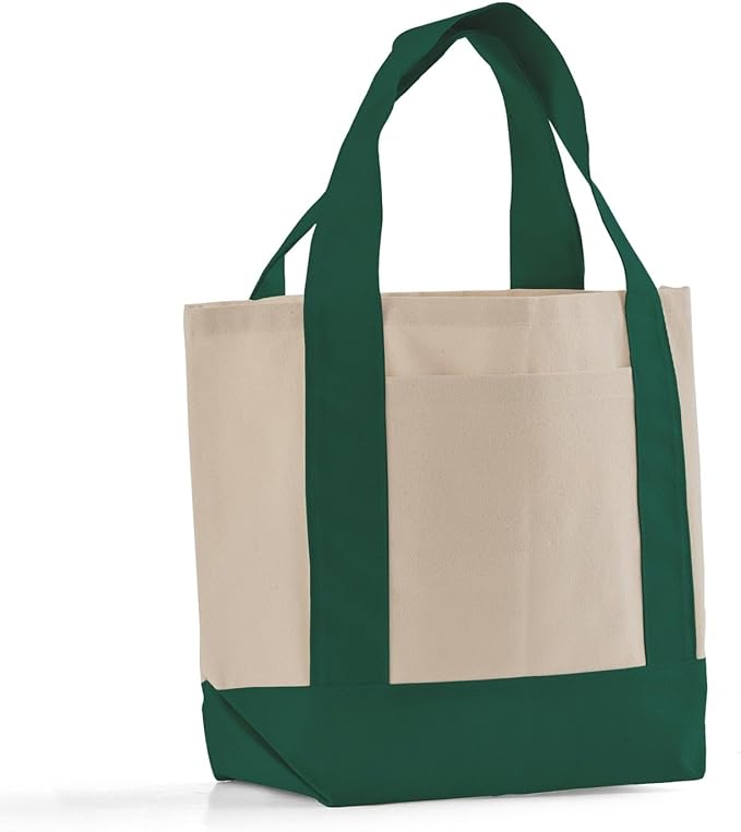 12 Pack Mini Iconic Canvas Shopping Bags with Gusset – Reusable Eco-Friendly Tote Bags with Handles