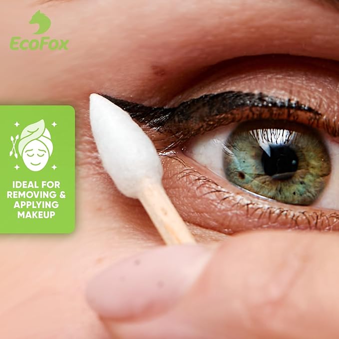 Precision Tip Cotton Swabs 500 Count | Compostable & Pure Cotton Pointed Bamboo Swabs | Plant-Sourced Materials | Perfect for Nails & Makeup, Fine Cleaning, Arts & Crafts