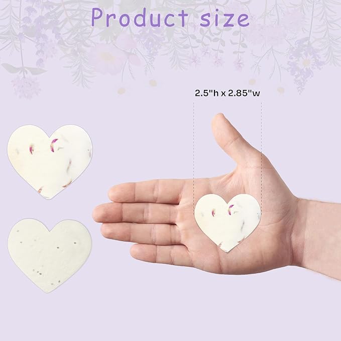 nulala 20Pack Heart Plantable Seed Paper Handmade Wildflower Seed Paper, Wildflower Party Favors, Wedding Favors, Bridal Shower Favor, Baby Shower Favor