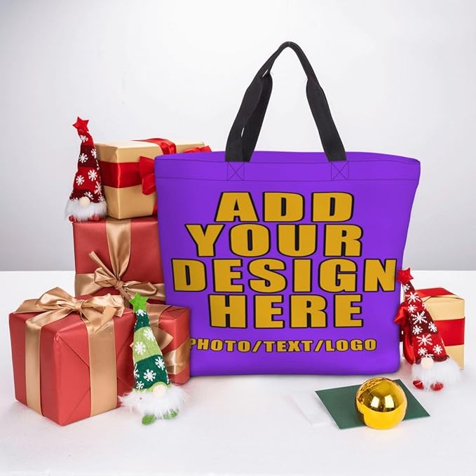 Custom Large Black Tote Bag With Pocket Extra Large Reusable Grocery Bags
