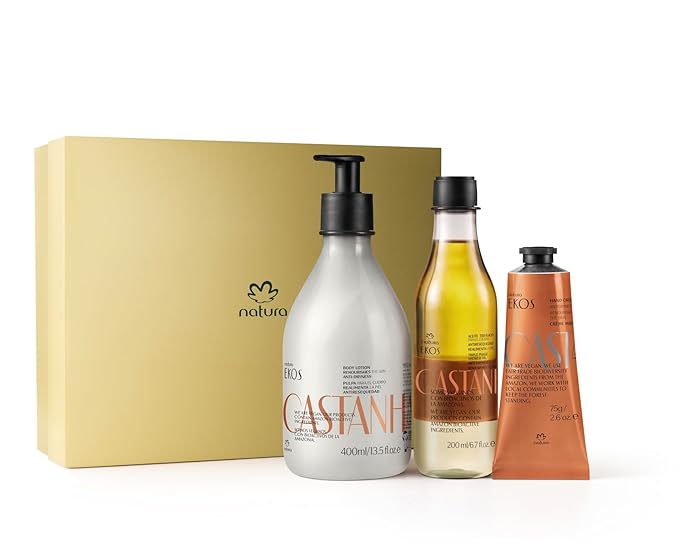 natura - Brazil Nut Deep Nourishing Holiday Gift Set – Triple-Phase Shower Oil 200 ml + Body Lotion 400 ml + Hand Cream 75 g – 100% Vegan, Rich in Omega 6 & 9, Deep Hydration & Radiance