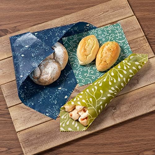 Akeeko Reusable Beeswax Food Wraps - Assorted 9 Packs, Reusable, Plastic-Free Food Storage, 5 Small, 2 Medium, 1 Large, 1 Extra Large Wraps with Abstract Curves Pattern - Image 4
