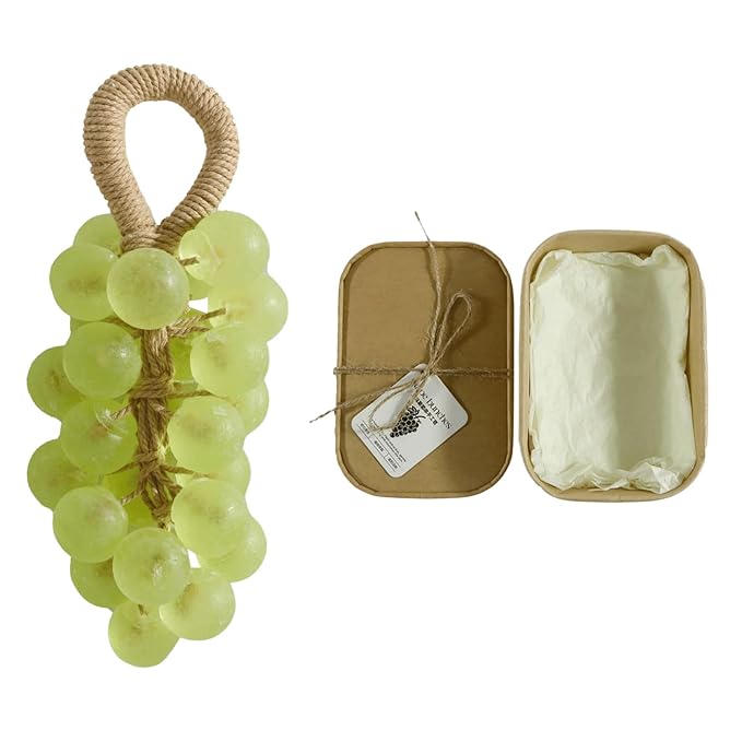 Grape Soap, Handmade Grape Soap on a Rope, Crystal Grapes Shaped with Natural Ingredients, Christmas Decorative Hand Soaps for Washing Hands & Fresh Air, Gift Choice for Women Men (Green Tea A)