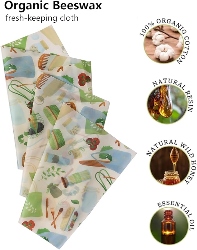 Organic Beeswax Wraps for Food-12 x 40" Reusable Beeswax Wraps Roll for Food Preservation & Storage Eco-Friendly Food Wraps Sustainable Food Storage Wraps for Cheese, Sandwich, Bread