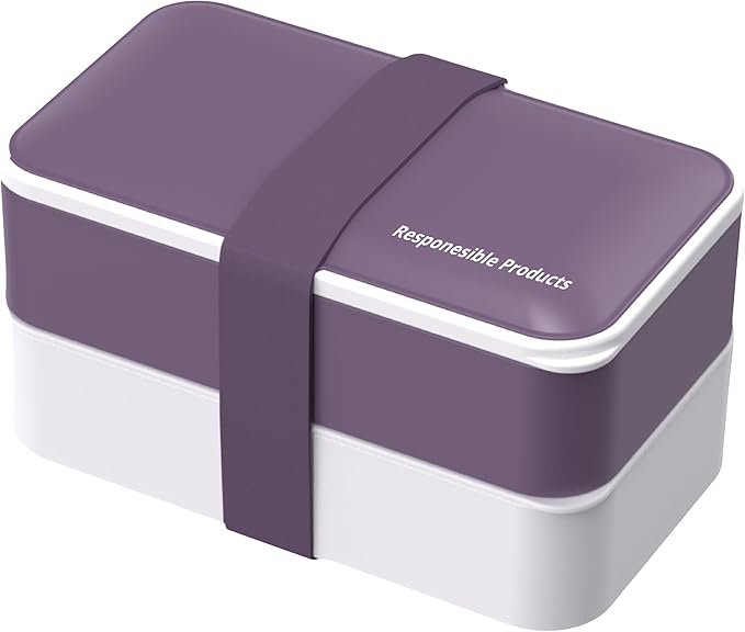 Responsible Products Leak Resistant Bento Box with Tableware for Adult - Teens, Insulated Lunch Box for Women - Men - Girls - Boys, BPA Free, Dishwasher Safe, Microwave Safe, Freezer Safe, 46 oz