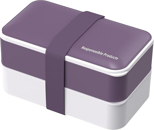 Responsible Products Leak Resistant Bento Box with Tableware for Adult - Teens, Insulated Lunch Box for Women - Men - Girls - Boys, BPA Free, Dishwasher Safe, Microwave Safe, Freezer Safe, 46 oz