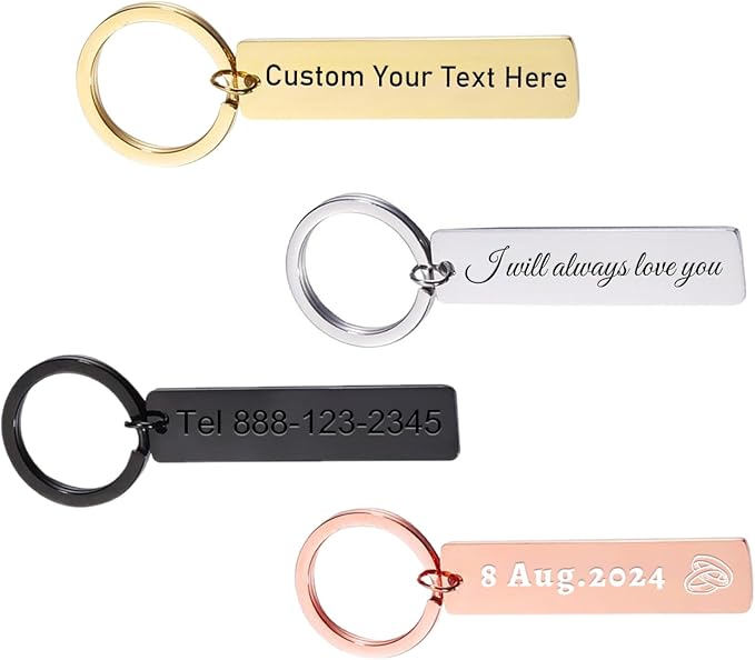 Custom Keychain Double Sided Personalized Picture Text Keychains Engraving Photo Key chains Gifts for Women Boyfriend
