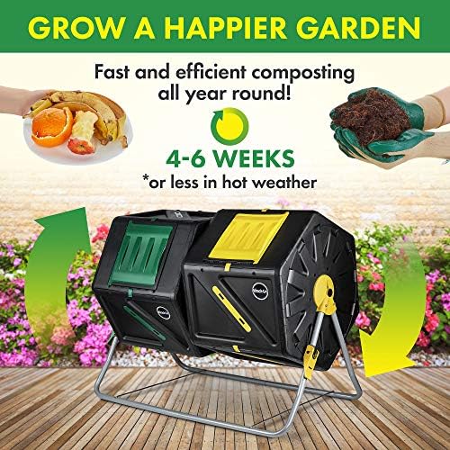 Miracle-Gro Large Dual Chamber Compost Tumbler, 55.4 Gallons – Easy-Turn, Fast-Working System – All-Season, Heavy-Duty, High Volume Composter with 2 Sliding Doors (2 x 27.7 gallons) - Image 6