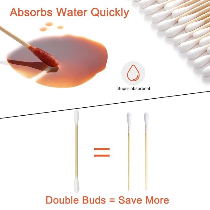 800 Count Organic Cotton Swabs for Ears, Bamboo Cotton Tips with Strong Pure Bamboo Stick, Ear Swabs for Daily Cleaning, Eco-Friendly Alternatives for Household Users, Arts & Crafts