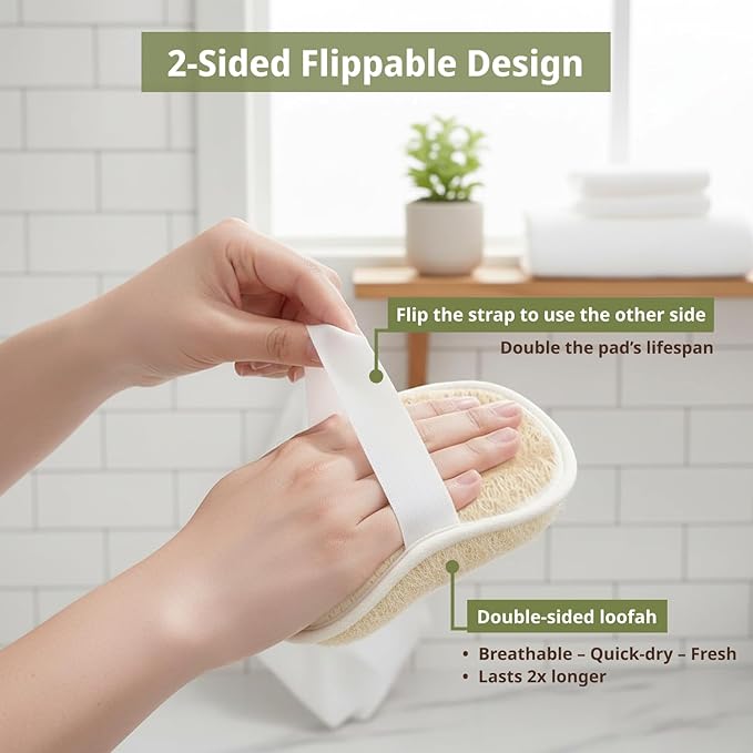 Natural Loofah Care Set – Exfoliating Body Scrubber Pads & Exfoliating Facial Scrubber | 100% Plant-Based Shower Luffa Sponge | Bath Loofah for Women & Men