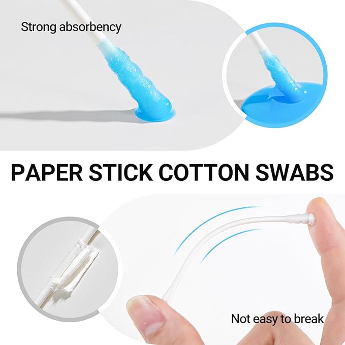 Baby Cotton Swabs 400 Count Double Pointed Cotton Swabs with Paper Stick for Newborn/Kids, 100% Organic Qtips Cotton Swabs for Ear Nose Clean & Makeup & Cleaning