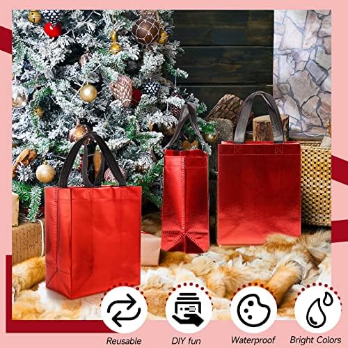 Eccliy 80 Pcs Reusable Gift Bags, Medium, Red with Black Handles - Image 4