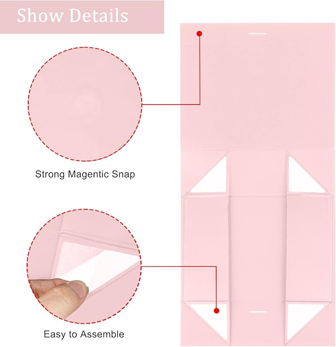 DaiJoob Large Pink Gift Box with Lid for Presents 13x9x4 Inch with Ribbon and Magnetic Closure (Pack of 1)