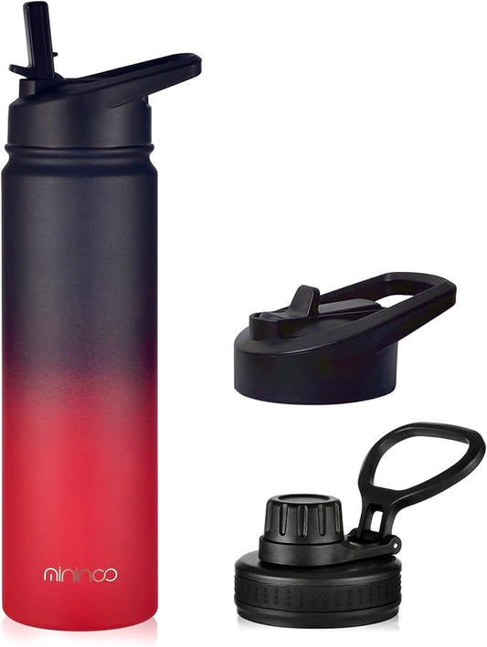 mininoo 24 oz Insulated Water Bottle with Straw Lid, Stainless Steel Double Wall Vacuum, Leak Proof, BPA Free, Keep Cold for 24H & Hot for 12H(Ice Coke)
