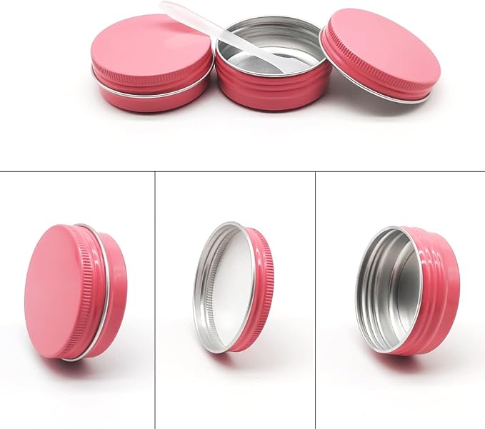12pcs 1oz 30ml Aluminum Tin Jar, 30g Refillable Makeup Container, 30 Gram Pink Screw Lid Round Can Sample Pot for Cosmetic DIY, Lip Balm, Cream, Salve, Toner, Candle, Free Spatulas +Lables