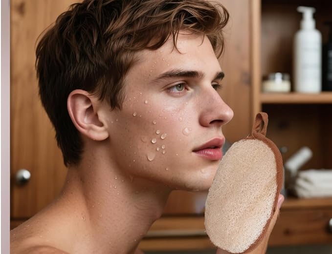 Natural Loofah Bath Sponge Set of 2 ，Exfoliating Body Scrubber，Large Size 7.1"x5.1" Oval Dual-Color (White & Brown) ，Men's and Women's Styles, Spa-Grade Couple Gift，Eco-Friendly Shower Gift