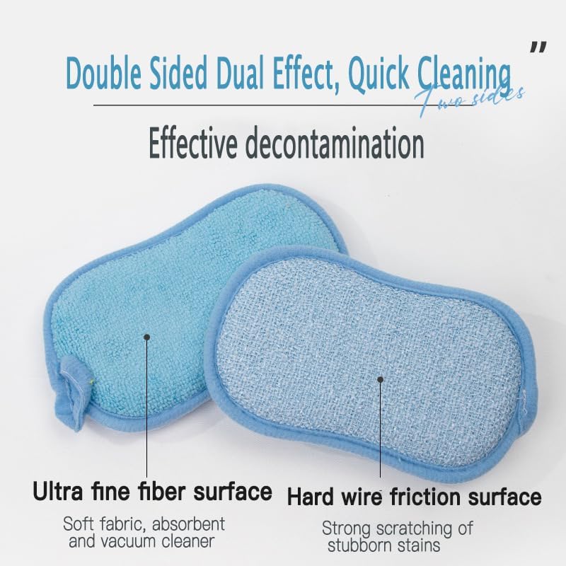 Dish Sponge Kitchen Sponges,Scrub Sponges,Double Sided Cleaning,Non Scratch,Ultra fine Fiber Wiping+Stainless Steel Wire to Remove Stubborn Stains,Durable Thickening (Large 12-Pack) - Image 2