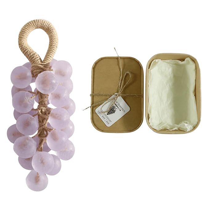 Grape Soap, Handmade Grape Soap on a Rope, Crystal Grapes Shaped with Natural Ingredients, Christmas Decorative Hand Soaps for Washing Hands & Fresh Air, Gift Choice for Women Men (Rose A)