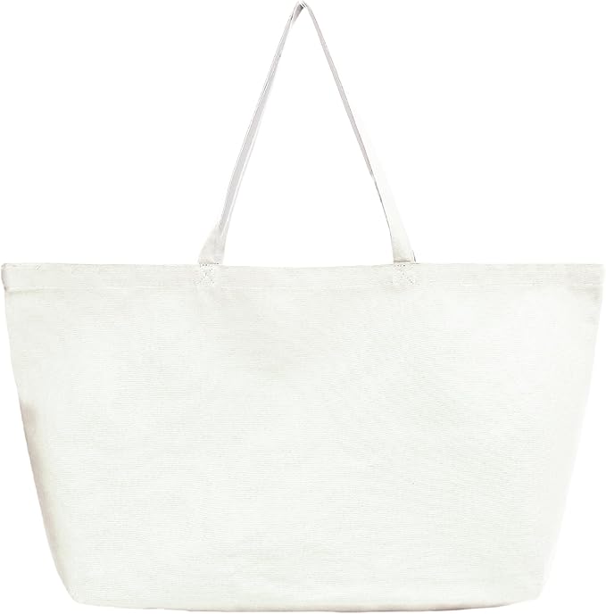 Large Canvas Tote Bag - Reusable Grocery Bag Foldable Heavy Duty Shopping Bag for DIY Art Crafts Painting Embroidery