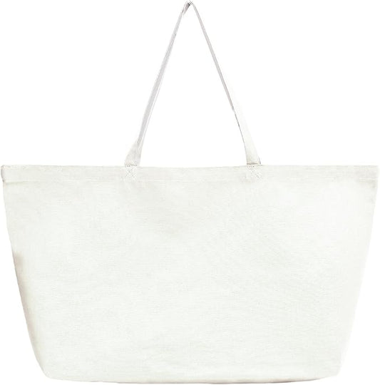 Large Canvas Tote Bag - Reusable Grocery Bag Foldable Heavy Duty Shopping Bag for DIY Art Crafts Painting Embroidery