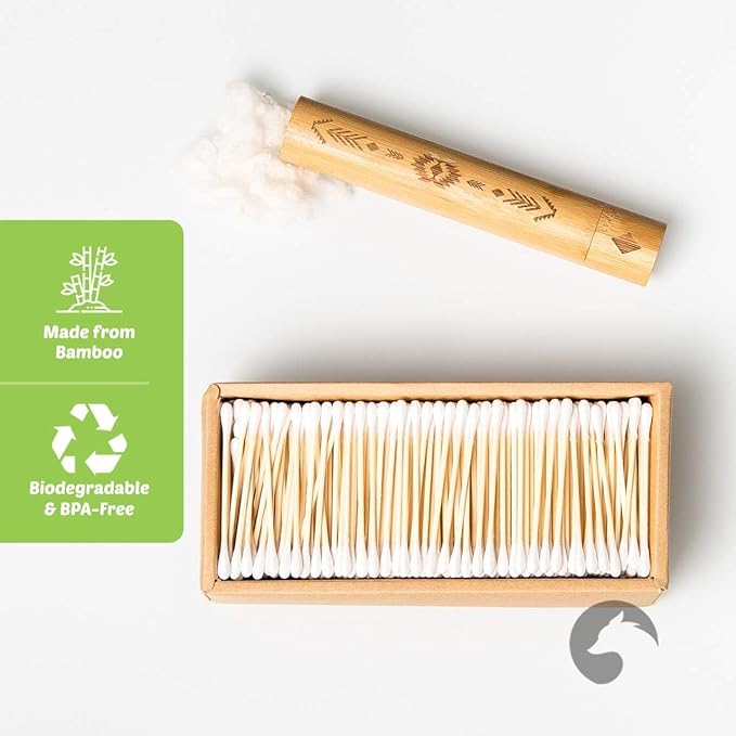 Bamboo Cotton Swabs 1000 Count | Compostable & Pure Cotton Buds | Double Tipped Sticks | Plant-Sourced Materials | Perfect for Makeup & Nail Applications, Arts & Crafts, Removing Dust & Dirt…