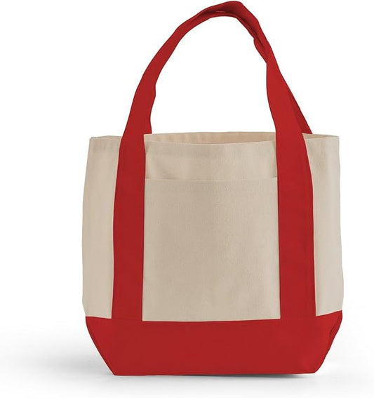 12 Pack Mini Iconic Canvas Shopping Bags with Gusset – Reusable Eco-Friendly Tote Bags with Handles